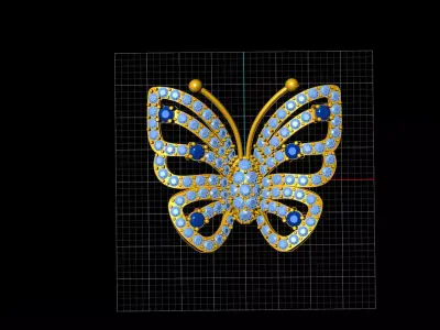 Butterfly with diamonds Free 3D model