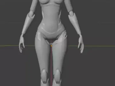 humanoid female robot white color sleek plastic cat like face Low-poly 3D model