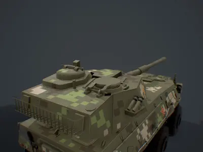 PTL-02 military tank in camouflage Low-poly 3D model