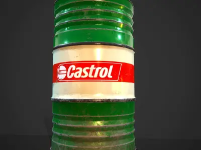 Barrels Castrol PBR Low-poly 3D model
