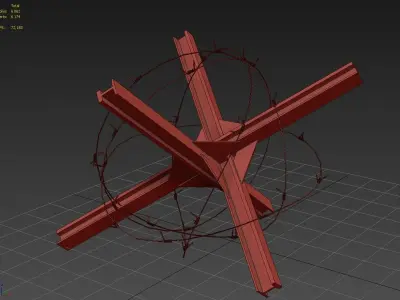 antitank hedgehog spines PBR Low-poly 3D model