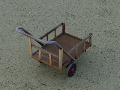 Retro handcart Low-poly 3D model