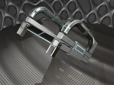 Sci-Fi Stairs - 2- Silver Blue Neon Light Version Low-poly 3D model