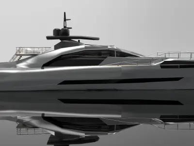 Pershing style Low Poly Yacht  Low-poly 3D model