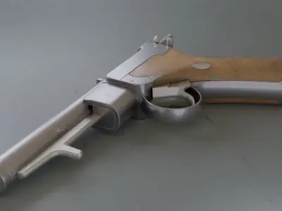 Old pistol gun PBR low poly Low-poly 3D model