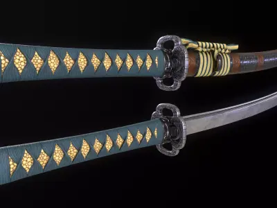 Katana Low-poly 3D model 15