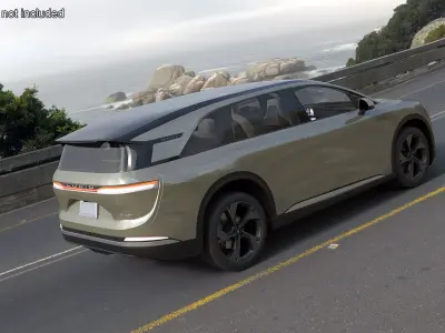 Lucid Gravity 2024 Electric SUV Olive Color 3D model