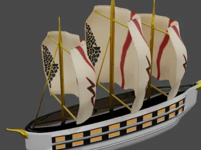 White Fancy modern Sail Ship 3D model