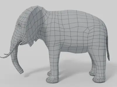 3D Elephant Model with tusks Low-poly 3D model