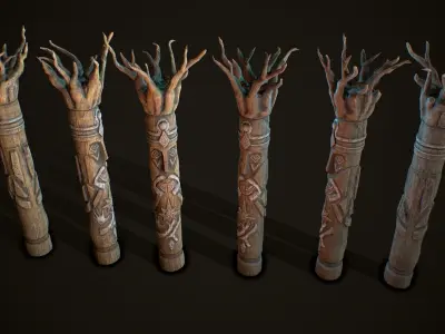 Totem wood 7 pbr 4k  Low-poly 3D model