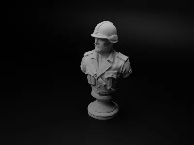 Anti-Tank Soldier Bust Chess 3D print model buy
