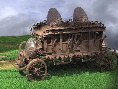 Golden Easter Stage Coach  wooden 3D model