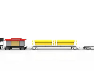 Low Poly Long Train FBX Gamer or Render Low-poly 3D model