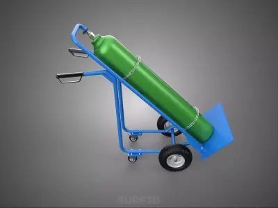 OXYGEN GAS WHEELED TANK STAND HOSPITAL HAND TRUCK TROLLEY CART 4 3D model