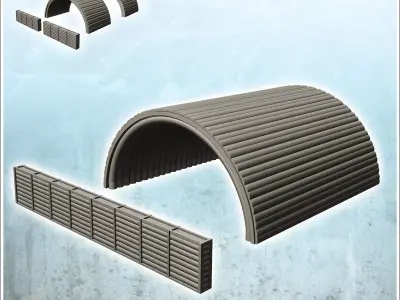 Set of accessories for modern military airbase with low walls 6 3D print model