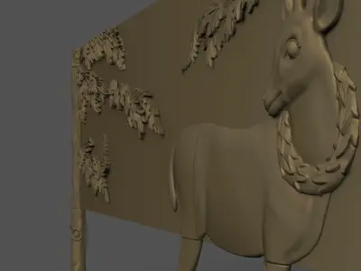 Buffet with Deer  Carving Model 3D print model