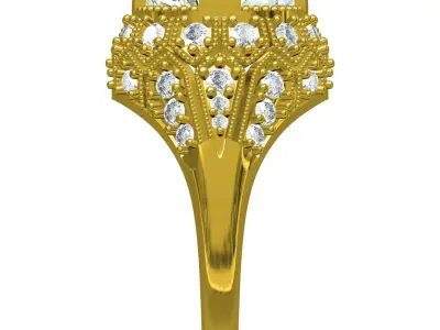 Antique Big Round Diamond Art Deco Style Ring for women 3D print model