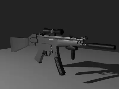 MP5A2 Fully customized with canted iron sight Free low-poly 3D model