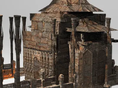 Desert sand palace Tall 3D model