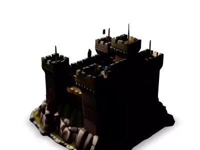 Medieval Stone Castle Fortress 3D Model Low-poly 3D model