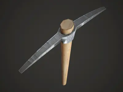 Pickaxe Low Poly wooden hammer Low-poly 3D model