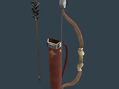 Bow and arrows Low-poly 3D model