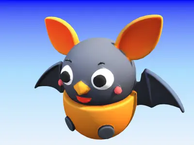 Adorable Cartoon Bat 3D Model  Low-poly 3D model