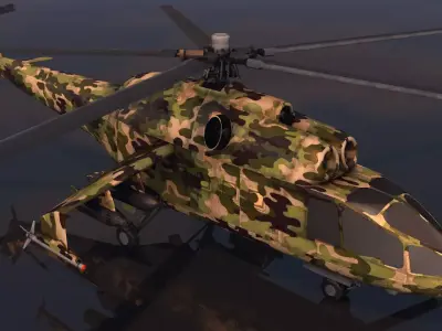 Low poly VR AR game ready Gunship Helicopter Low-poly 3D model