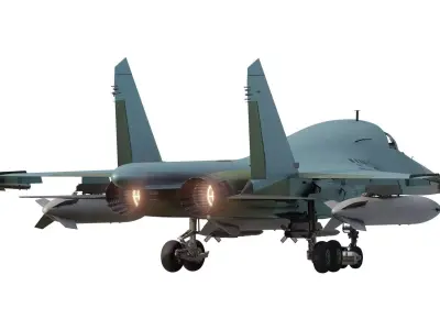 Sukhoi Su-34 with interior 3D model