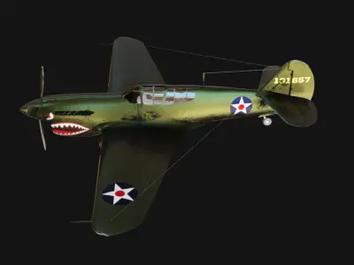 Curtiss P-40 Warhawk Low-poly 3D model