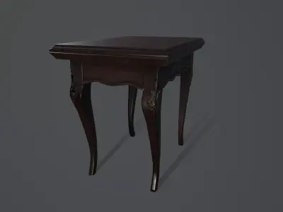Antique 3D Side Table with Carvings Low-poly 3D model