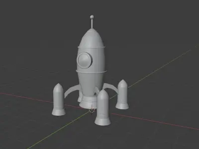 Cartoon Rocket Low-poly 3D model 5