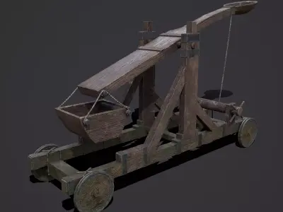 Medieval Catapult Low-poly 3D model