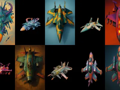 AirCraft bundle 5 pack 100 glb Low-poly 3D model