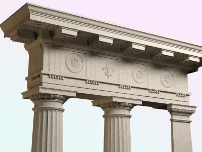  Doric  column with pedestal and entablature  on Vignola 3D model