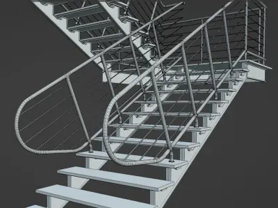 Industrial Metal Stair 01 Low-poly 3D model