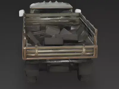Vintage Post-Apocalyptic 6x6 Military Truck 3D Vehicle Model Low-poly 3D model