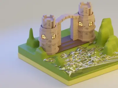 A castle Low-poly 3D model