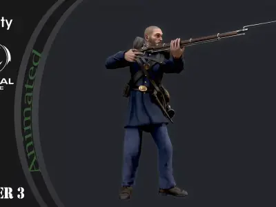 Soldier 3 A pose Low poly character redy for game  Low-poly 3D model