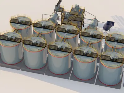 Gold mining leaching section 3D Model 3D model