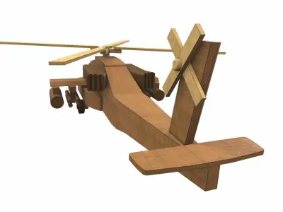 Wooden airplane toy helicopter Free 3D model