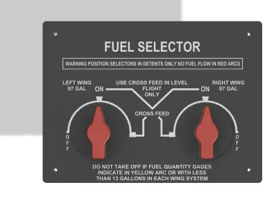 Beechcraft Baron B58 Fuel Selector 3D Print Model 3D print model