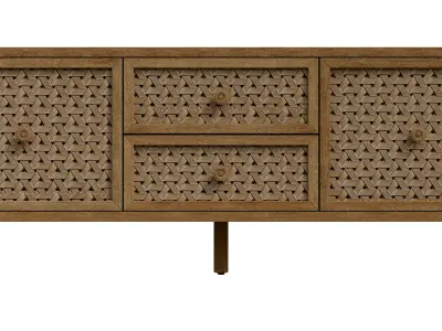 Mid-Century Modern Rattan Distressed Tv Stand Low-poly 3D model