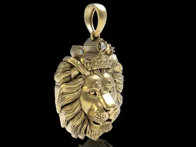 Lion with Crown Pendant 3D print model