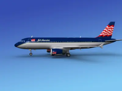Airbus A320 Jet America 3D model