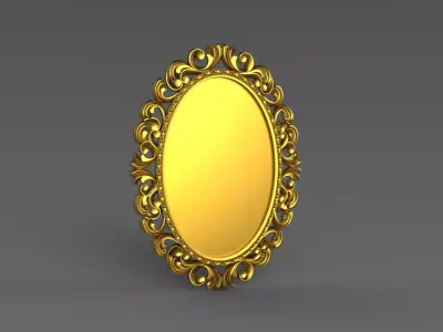 Baroque Oval Decorative Mirror Frame 3D Model - CNC Relief Model 3D print model