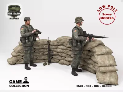 Military Barracks - Scene 4 Low-poly 3D model