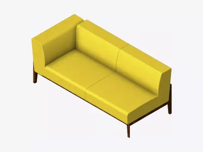 Furniture - Sofa - Contemporary - Oak - - Sofa - Right Low-poly 3D model