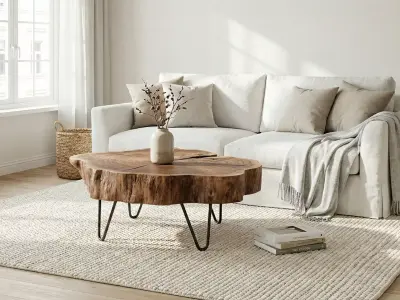 Rustic Tree Slice Coffee Table 3D model