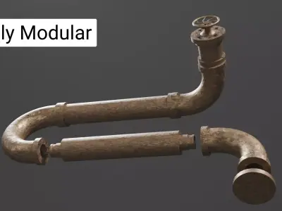Steampunk Pipes Pack Modular Low-poly 3D model
